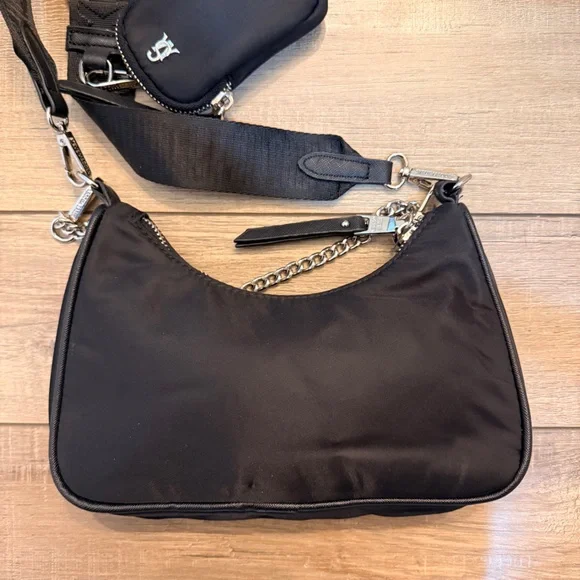 Steve Madden Black Bvital Crossbody Bag with Chain Accent - Picture 3 of 7